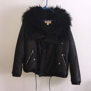 Black Faux Fur Michael Kors Jacket